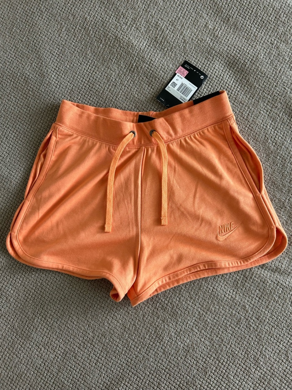 Nike Women's Coral-Orange Terry Drawstring Athletic Shorts